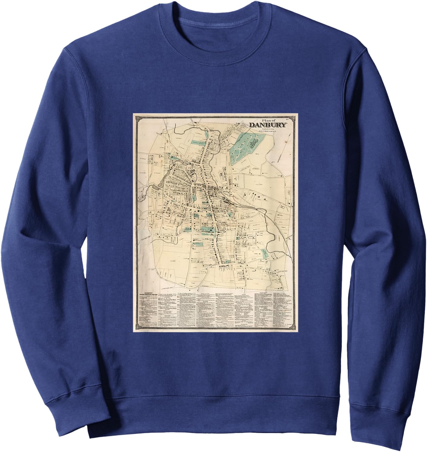 Vintage Danbury CT Map (1867) Sweatshirt - Sweatshirt | Navy