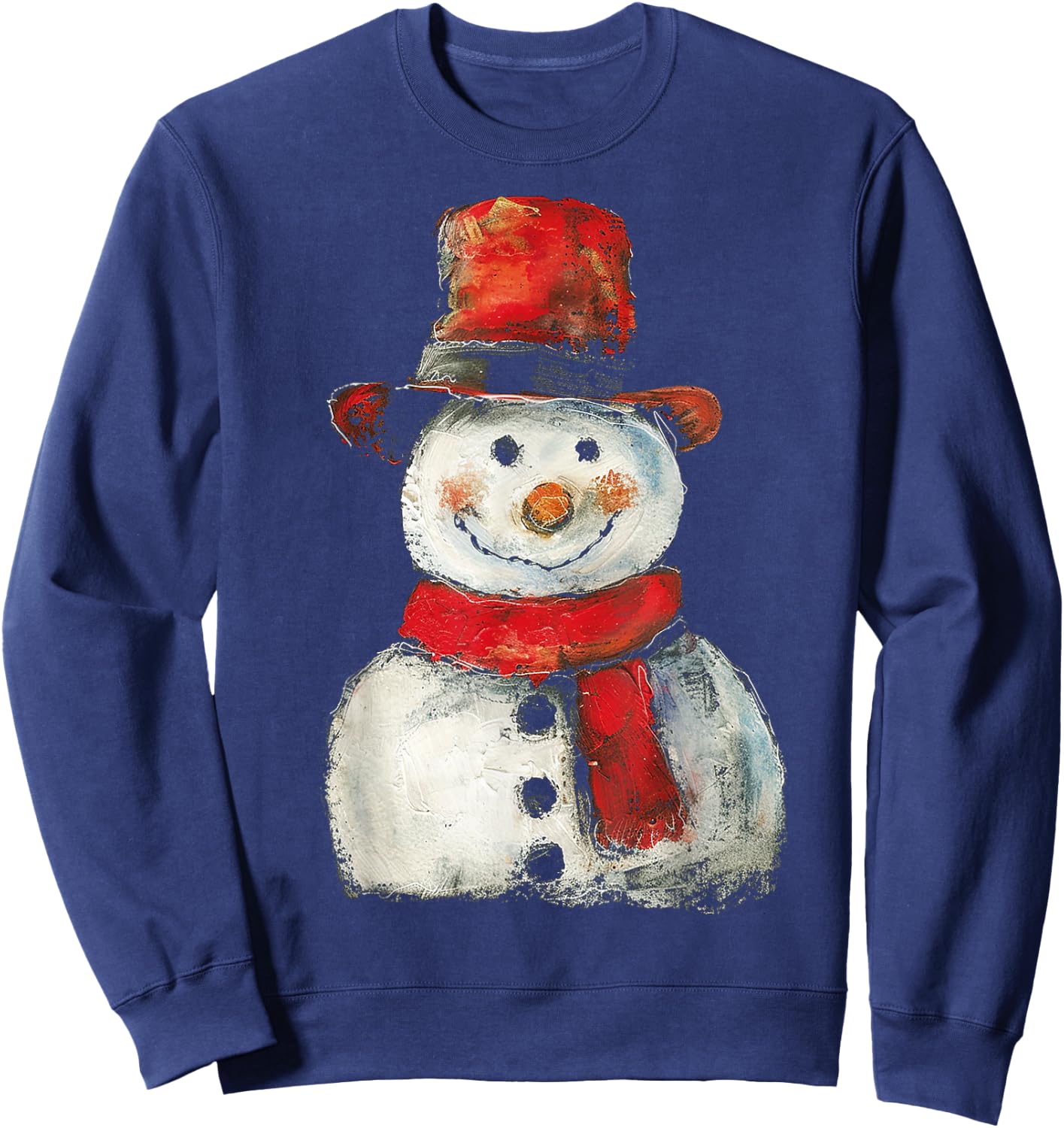 Snowman Christmas Graphic X-Mas Art Family Snowman Sweatshirt - Sweatshirt | Navy