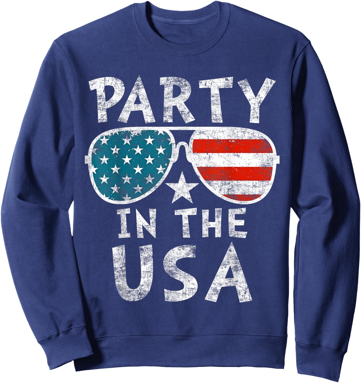 American Flag Party In USA 4th July Patriotic Kids Teen Girl Sweatshirt - Sweatshirt | Navy