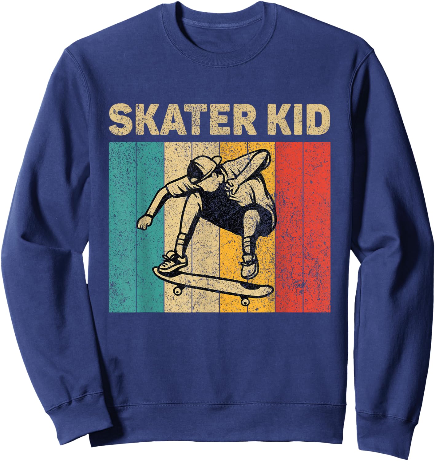 Skater Kid Funny Vintage Skateboarding Girls Boys Sweatshirt - Sweatshirt | Navy