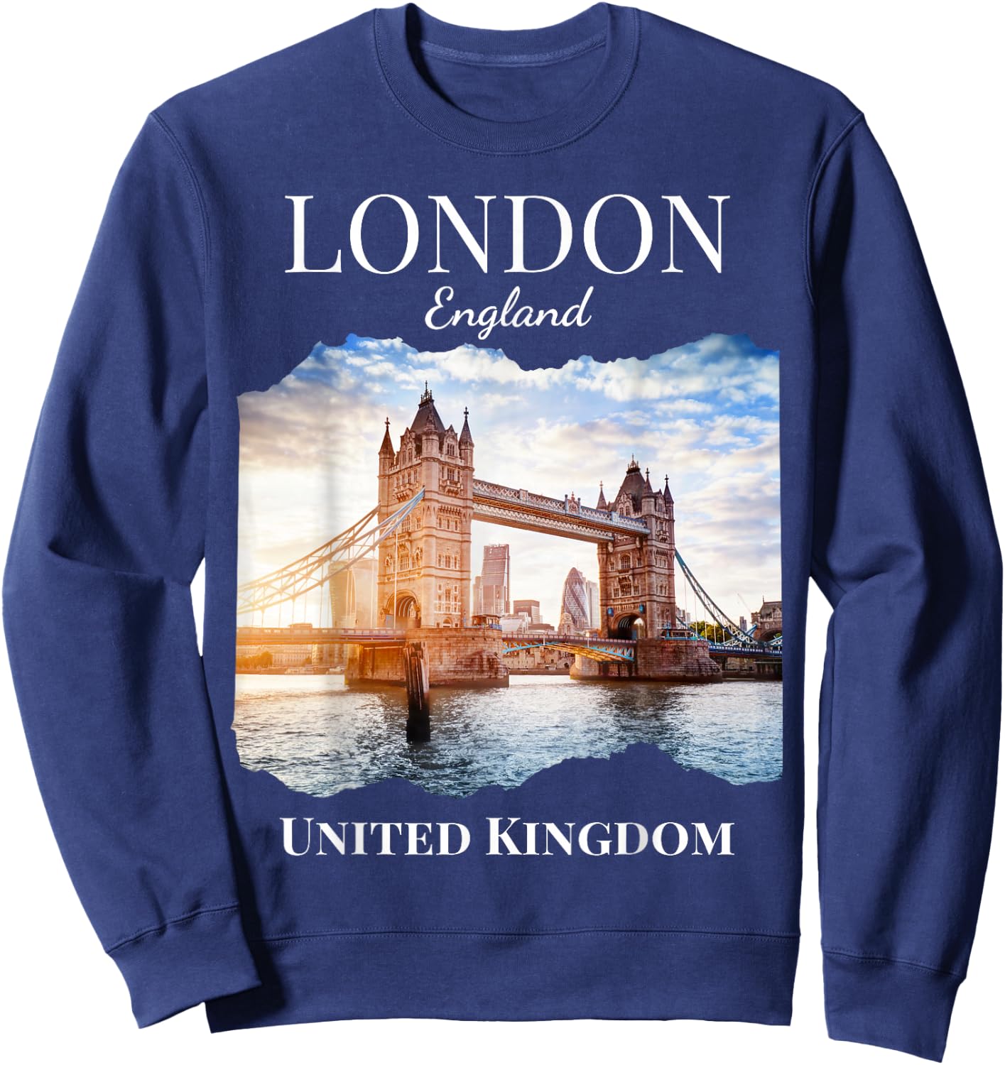 London England United Kingdom Souvenir Tower Bridge Vacation Sweatshirt - Sweatshirt | Navy