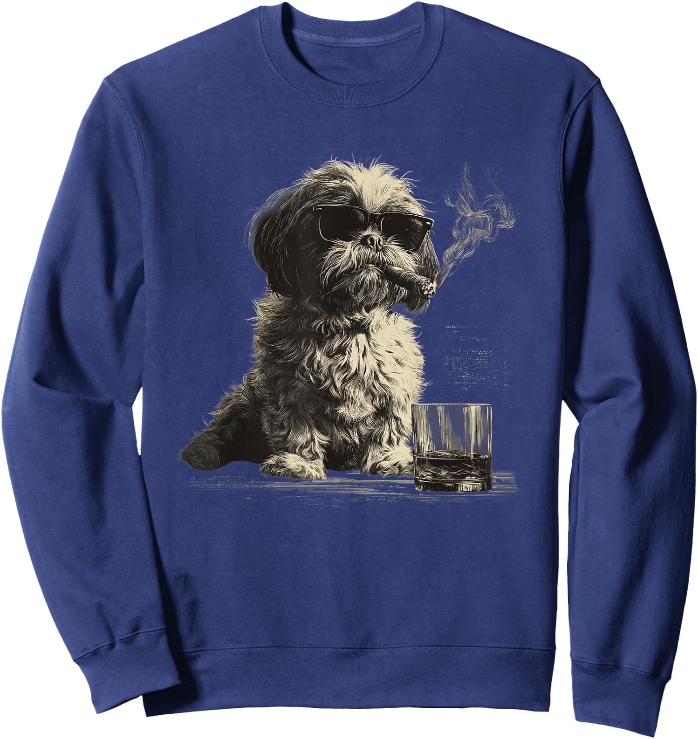 Shih Tzu Dad Dog Sunglasses Father's Day Family Sweatshirt - Sweatshirt | Navy