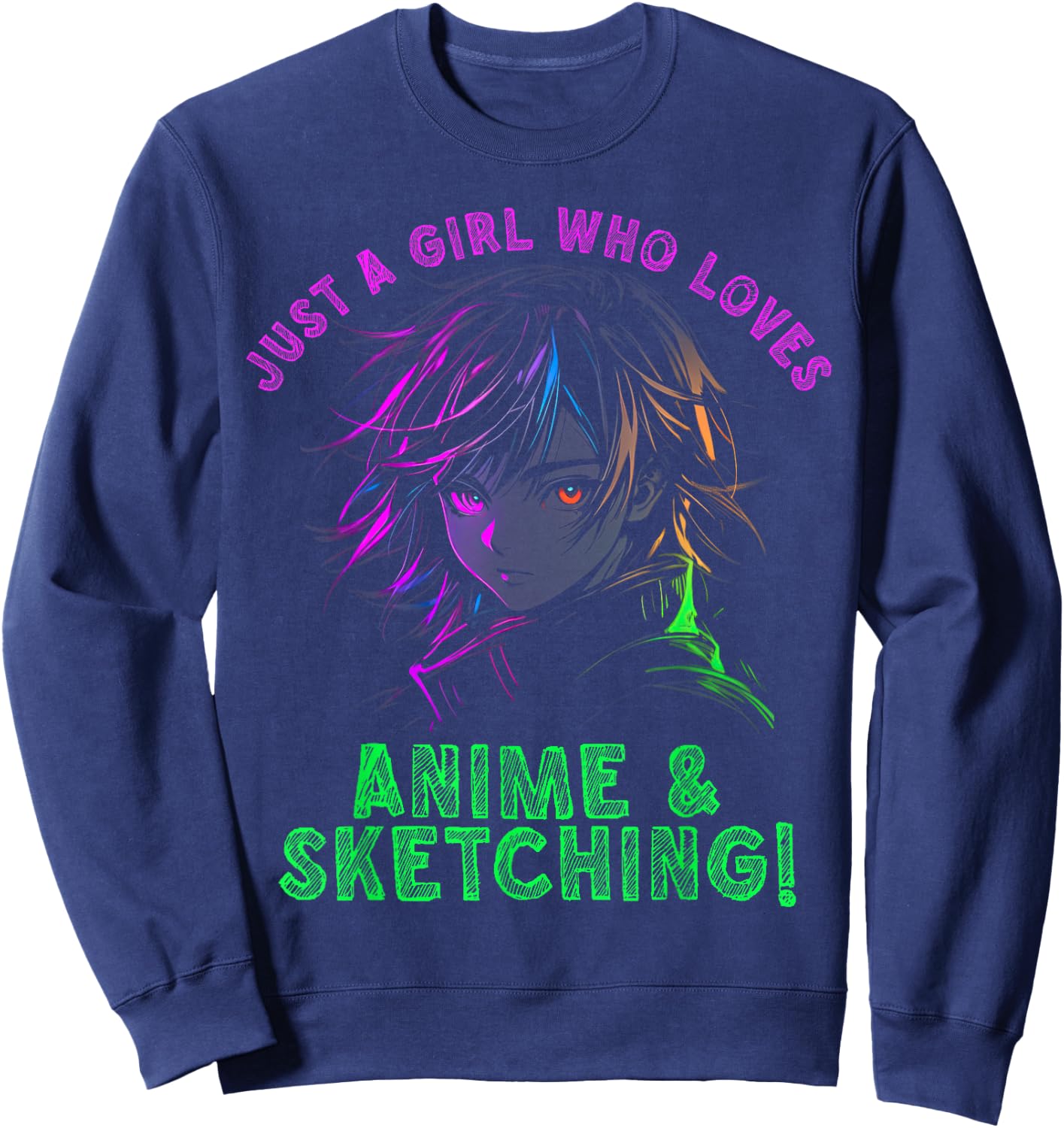 Just a girl who loves Anime and Sketching Manga Anime Lover Sweatshirt - Sweatshirt | Navy