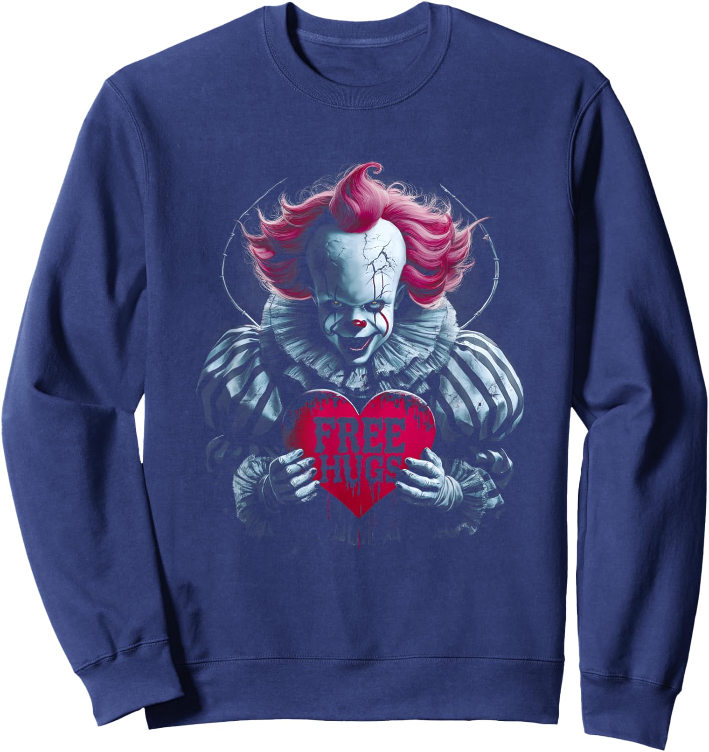 Free a Hugs Scary Clown Valentine Halloween Horror Character Sweatshirt - Sweatshirt | Navy