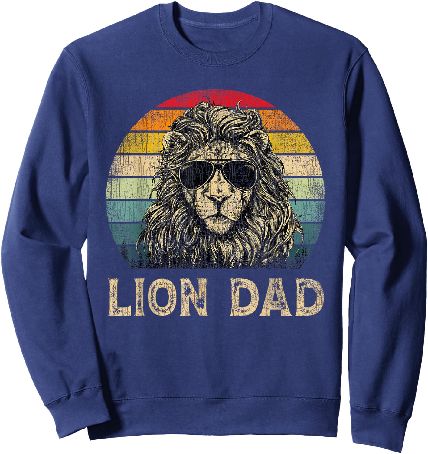 Vintage Lion Dad Lion Lovers Daddy Father's Day Sweatshirt - Sweatshirt | Navy