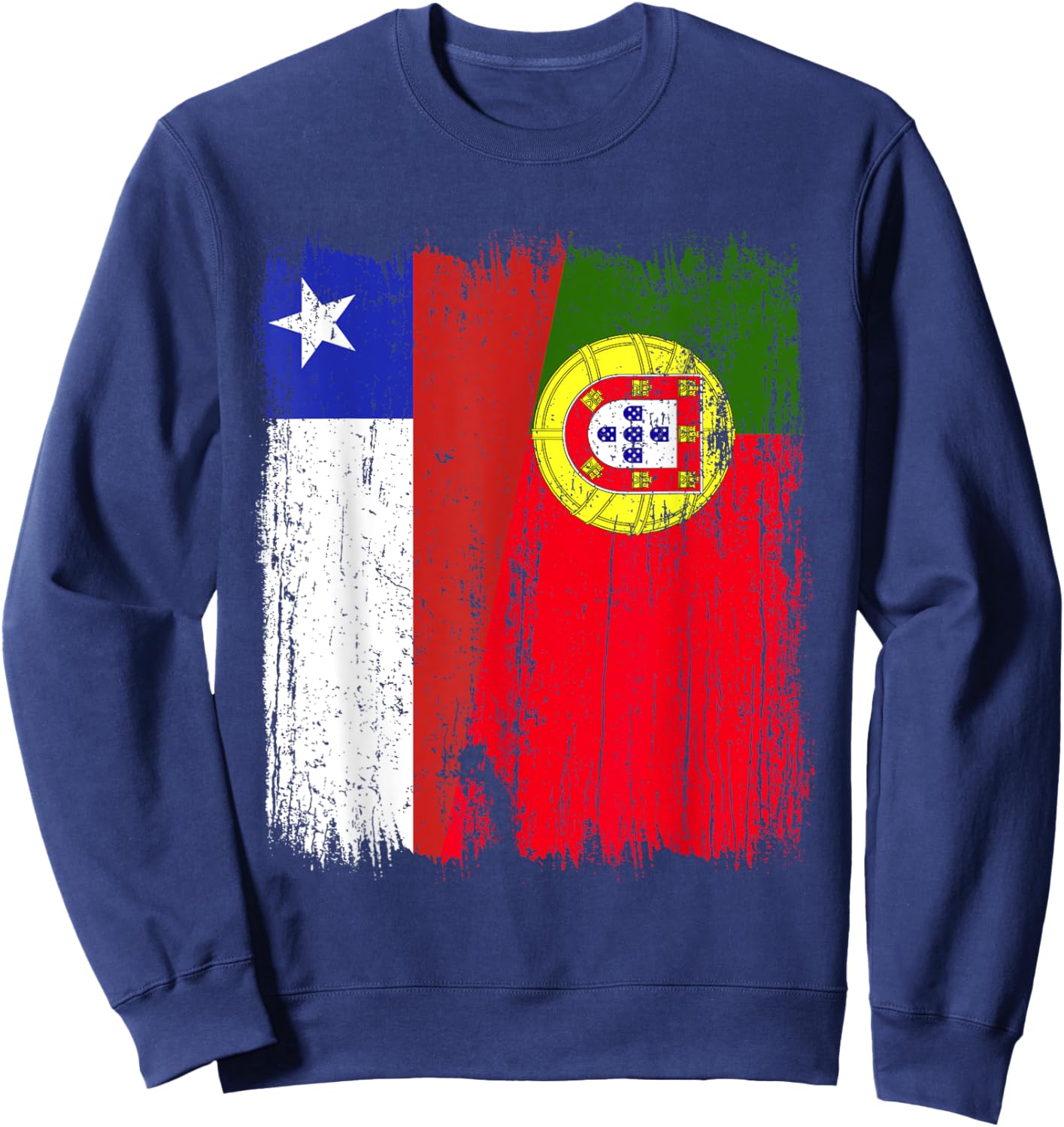 Chilean Portuguese Half Flag Chile Portugal Jersey Sweatshirt - Sweatshirt | Navy