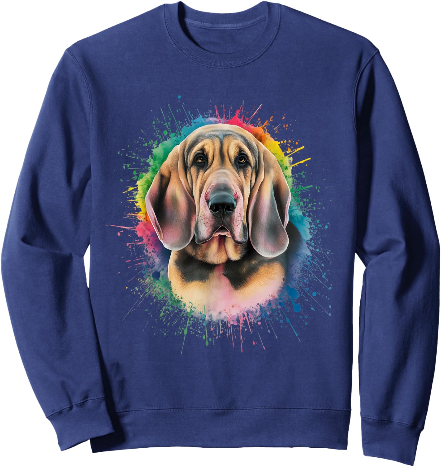 Men Woman Colorful Watercolor Bloodhound Sweatshirt - Sweatshirt | Navy