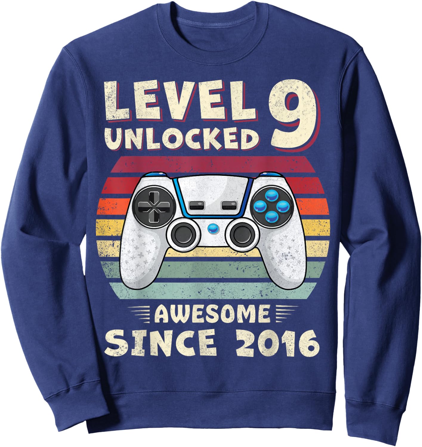 9 Year Old BDay Decorations Son Boy 9yr 2016 9th Birthday Sweatshirt - Sweatshirt | Navy