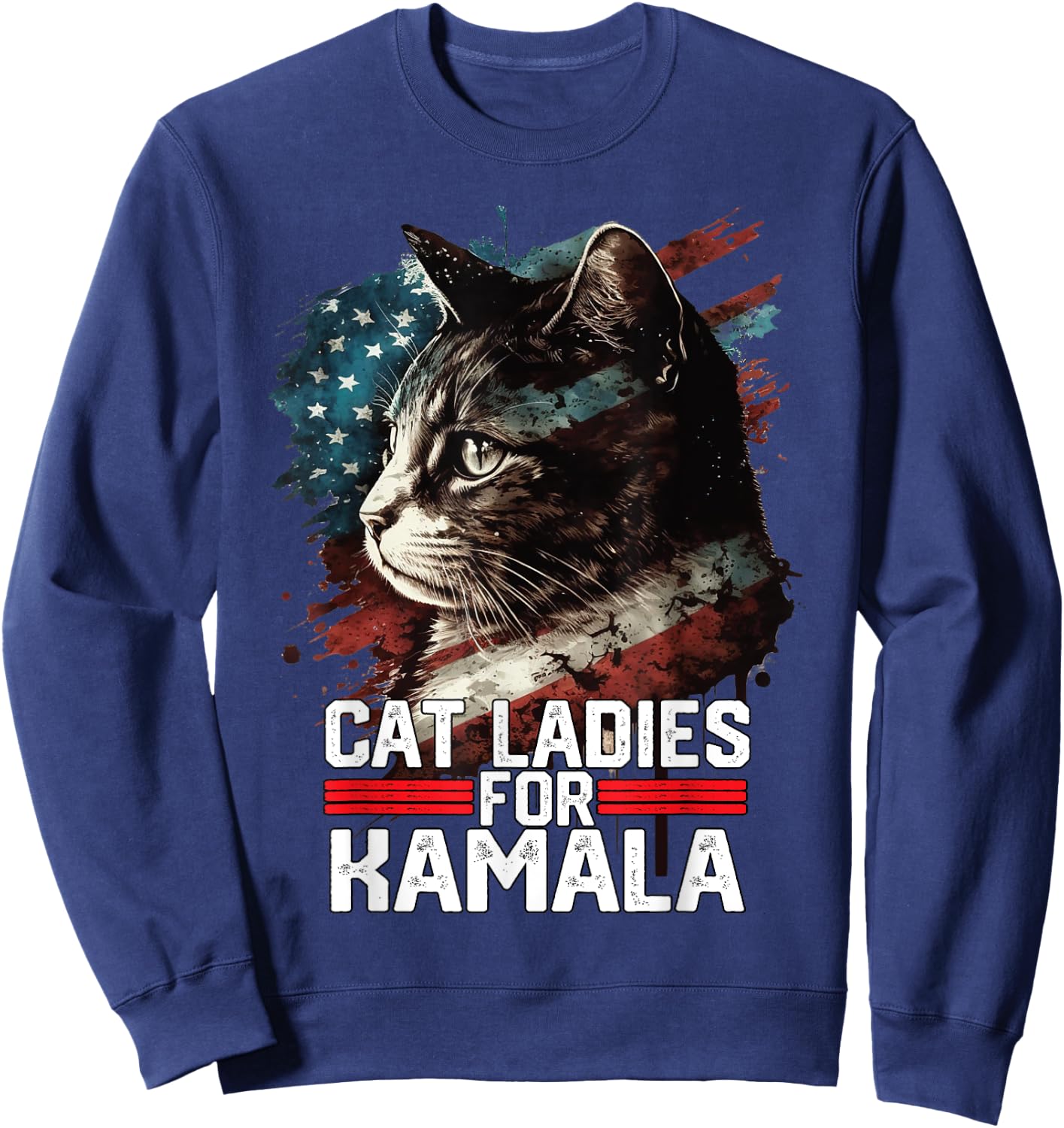 Cat Ladies for Kamala Harris Funny Cat Sweatshirt - Sweatshirt | Navy