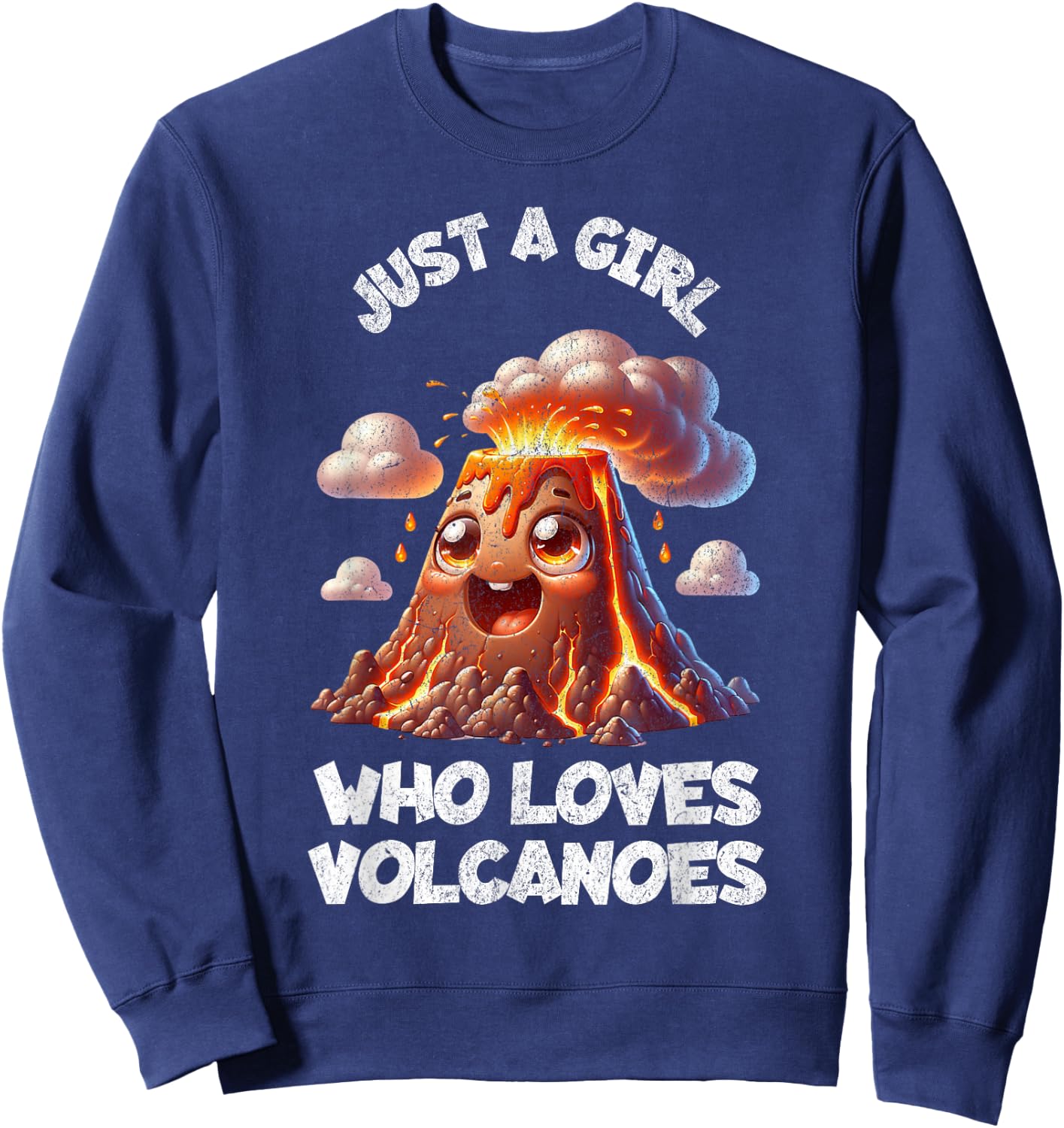 Funny Cute Volcano For Girls Sister Daughter Kids Who Love Sweatshirt - Sweatshirt | Navy