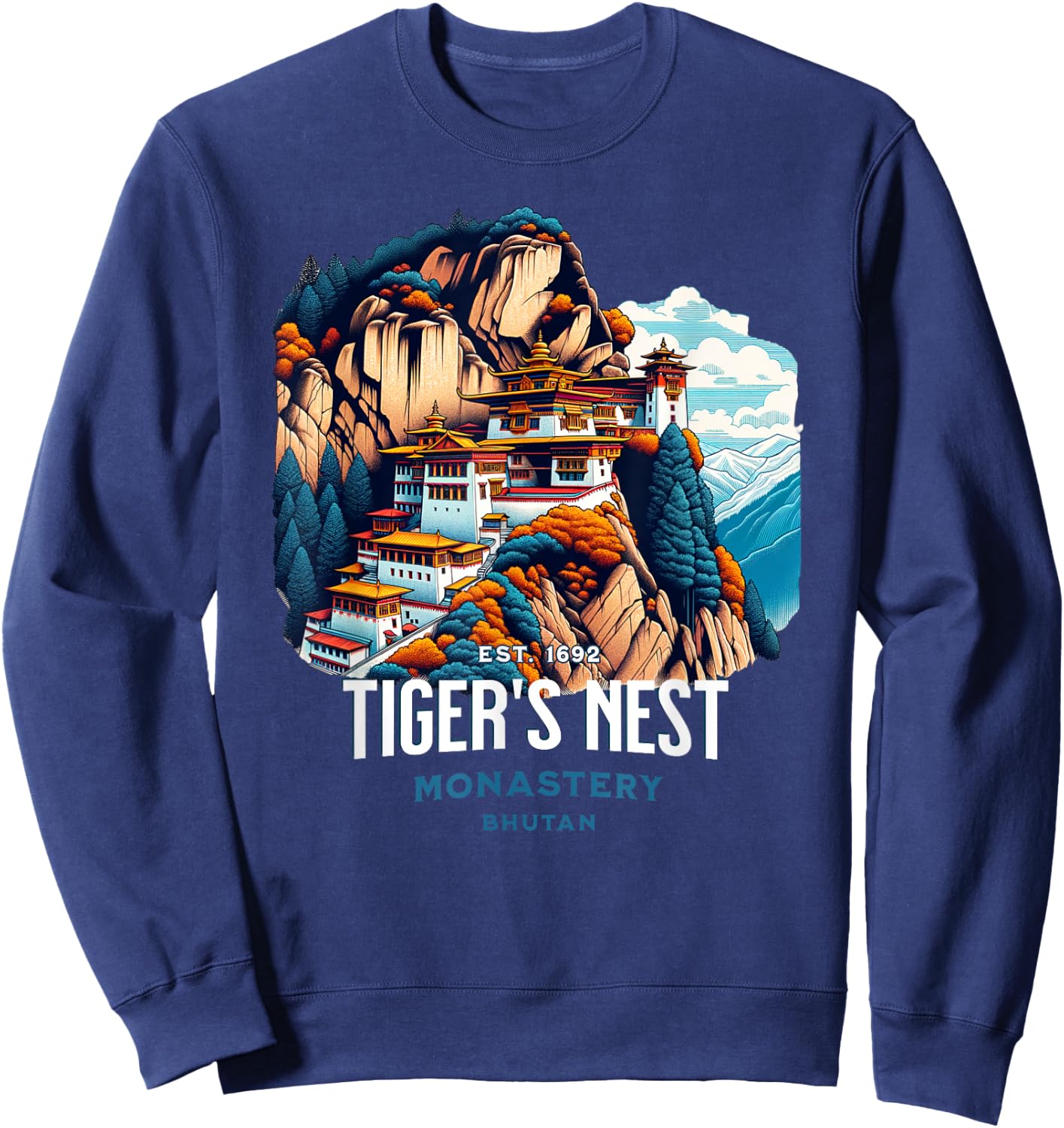 Tiger's Nest Monastery Bhutan Paro Himalayan Culture Hiking Sweatshirt - Sweatshirt | Navy