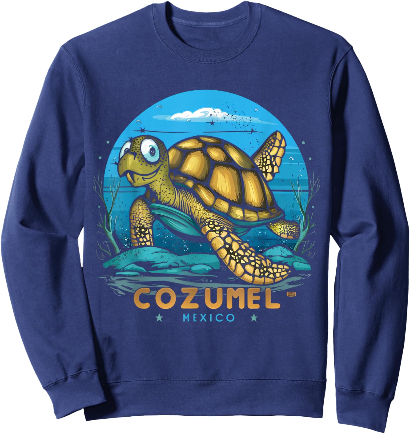 Cozumel, Mexico Sea Turtle Sweatshirt - Sweatshirt | Navy