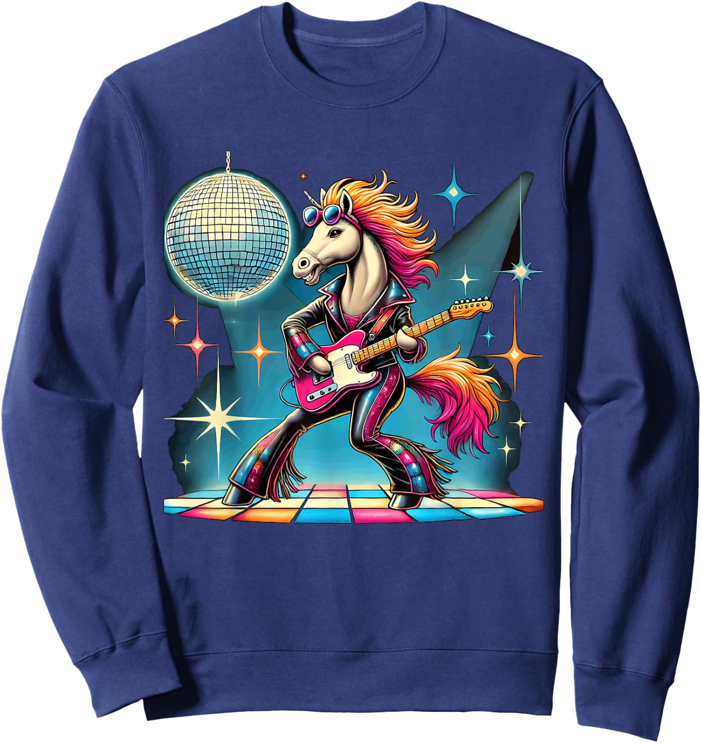 Aesthetic Horse Disco Sweatshirt - Sweatshirt | Navy