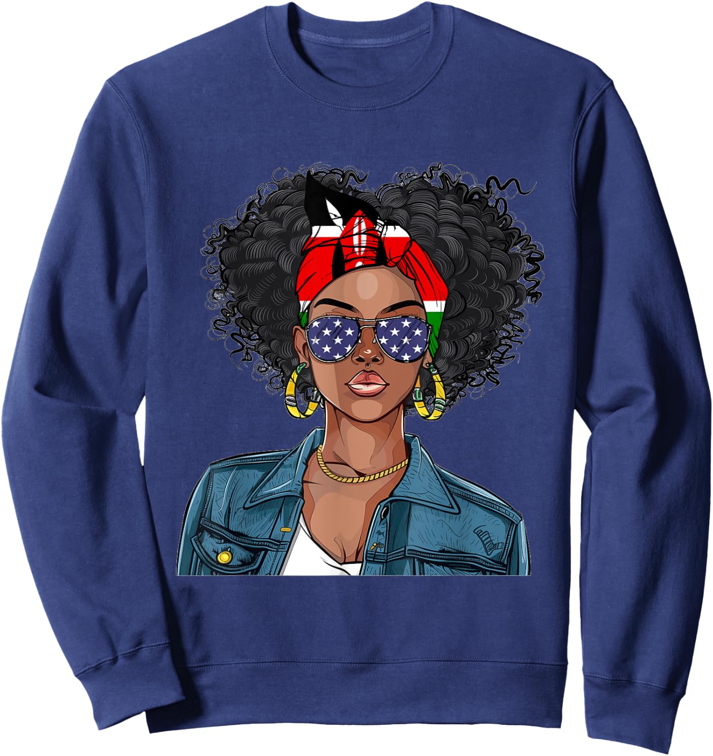 Kenyan Flag Souvenirs Woman American Dress Girl Kenya Sweatshirt - Sweatshirt | Navy