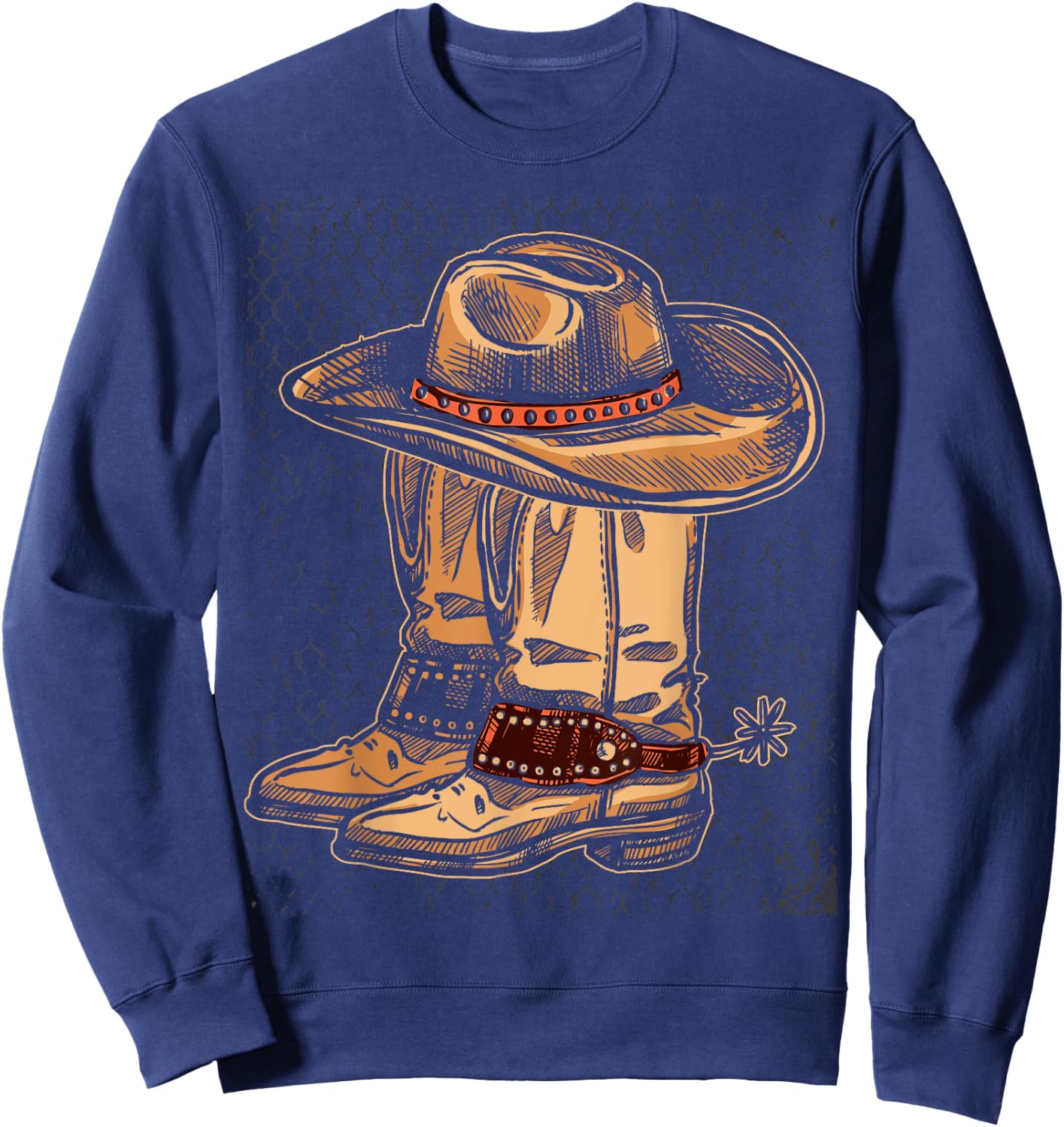 Rodeo Bull Riding Hat Line Dance Boots Cowboy Sweatshirt - Sweatshirt | Navy