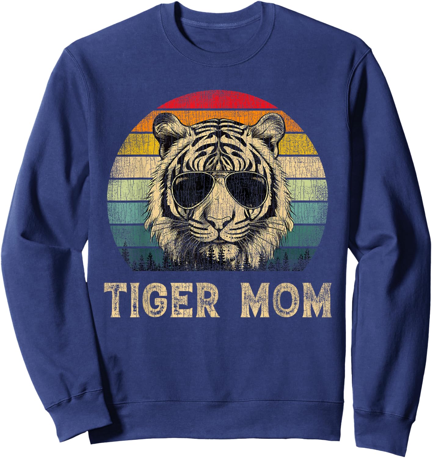 Vintage Tiger Mom Tiger Lovers Mommy Mother's Day Sweatshirt - Sweatshirt | Navy