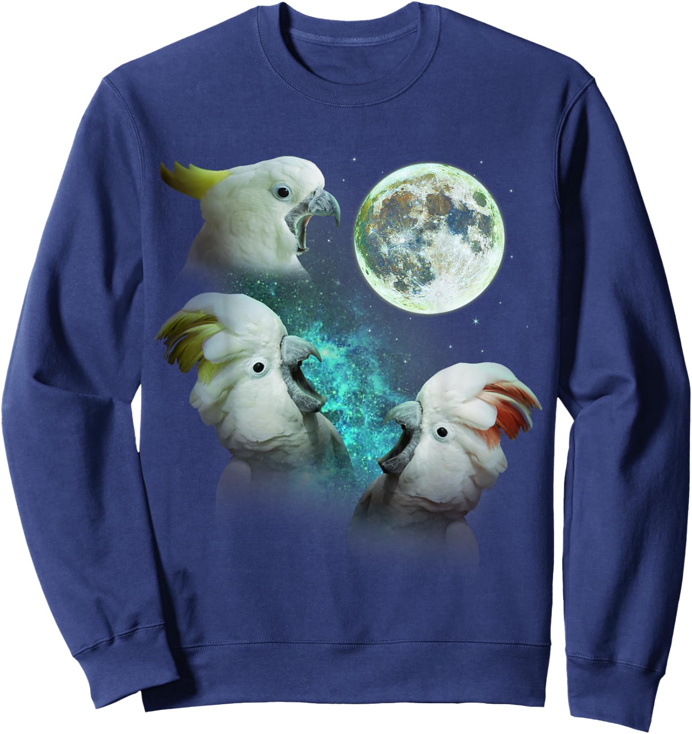 Three Cockatoos Howl At Moon 3 Wolf - Wolves Parody Sweatshirt - Sweatshirt | Navy