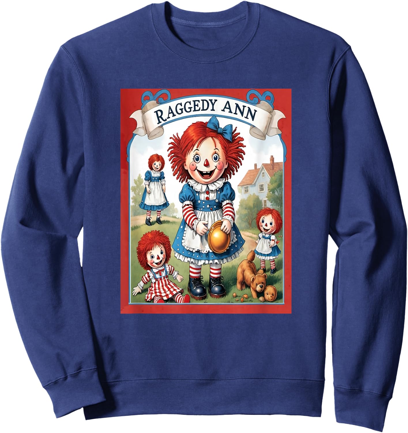 Children's Rag Doll Story Raggedy Ann Stories , Small, Black Sweatshirt - Sweatshirt | Navy