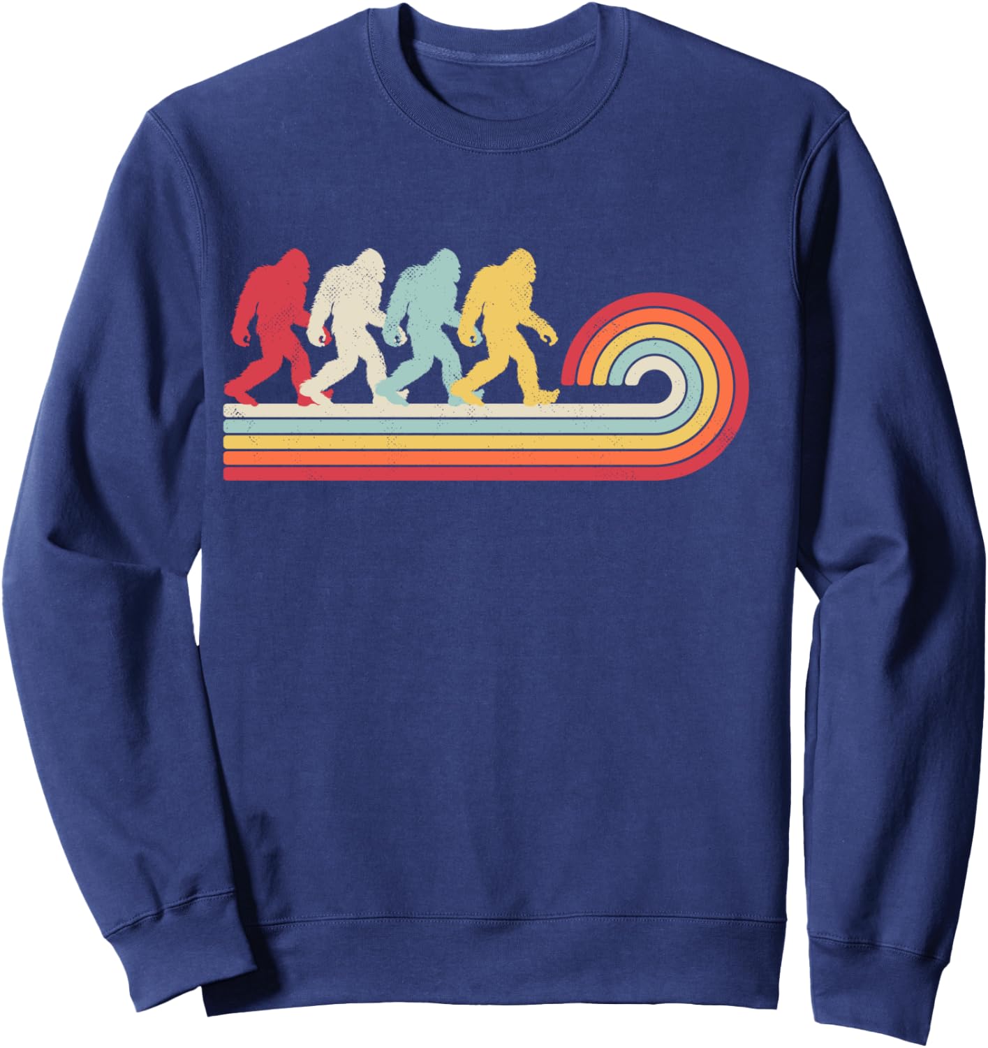Bigfoot Retro Vintage 70s 80s Sasquatch Lovers Men Women Sweatshirt - Sweatshirt | Navy