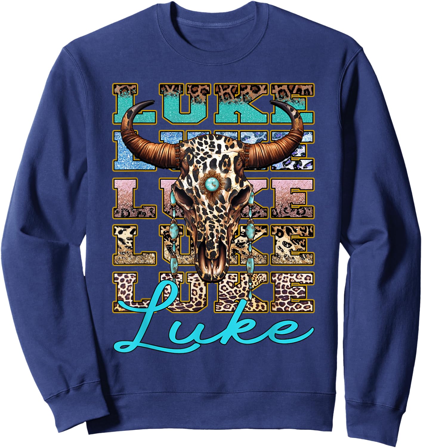 Luke Longhorn Southern Western 90s Style Sweatshirt - Sweatshirt | Navy