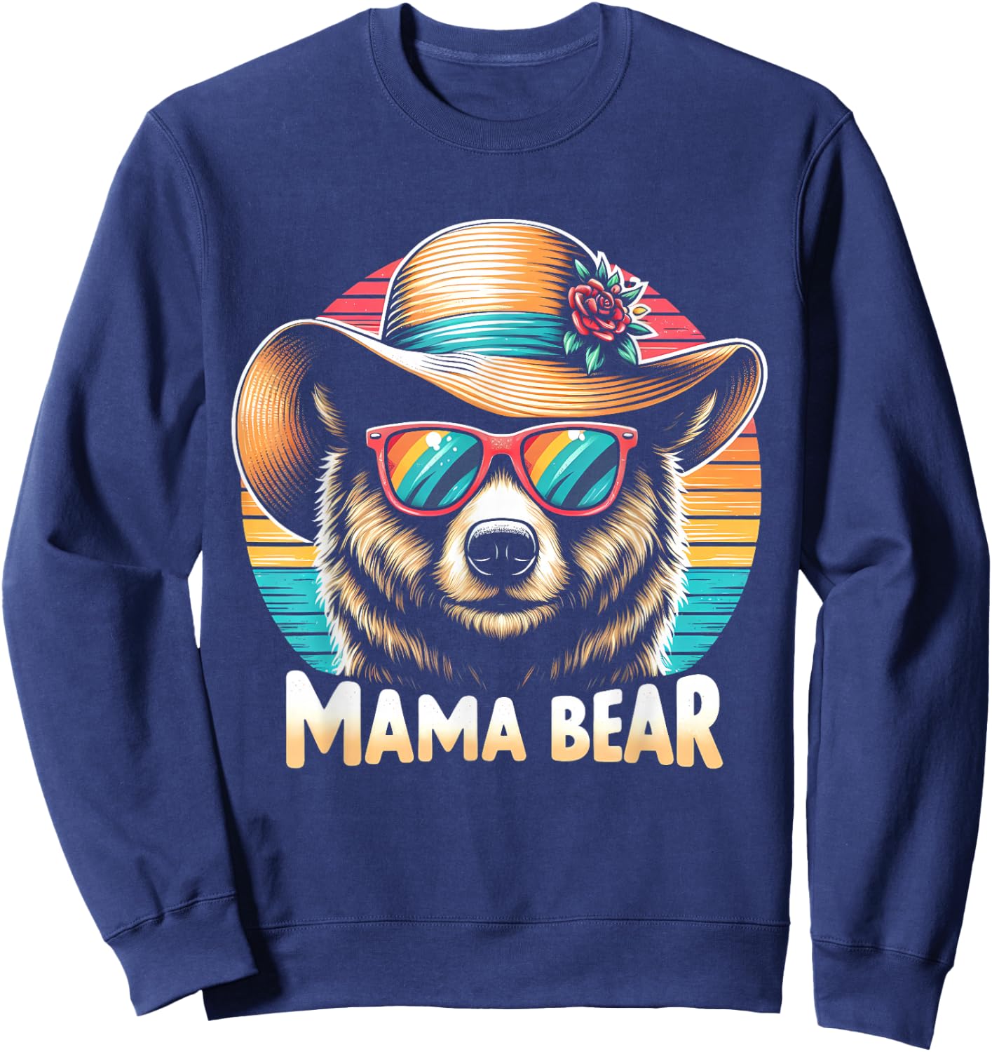 Mothers Day 2024 Mama Bear Shirt | Mothers Day Gift Sweatshirt - Sweatshirt | Navy