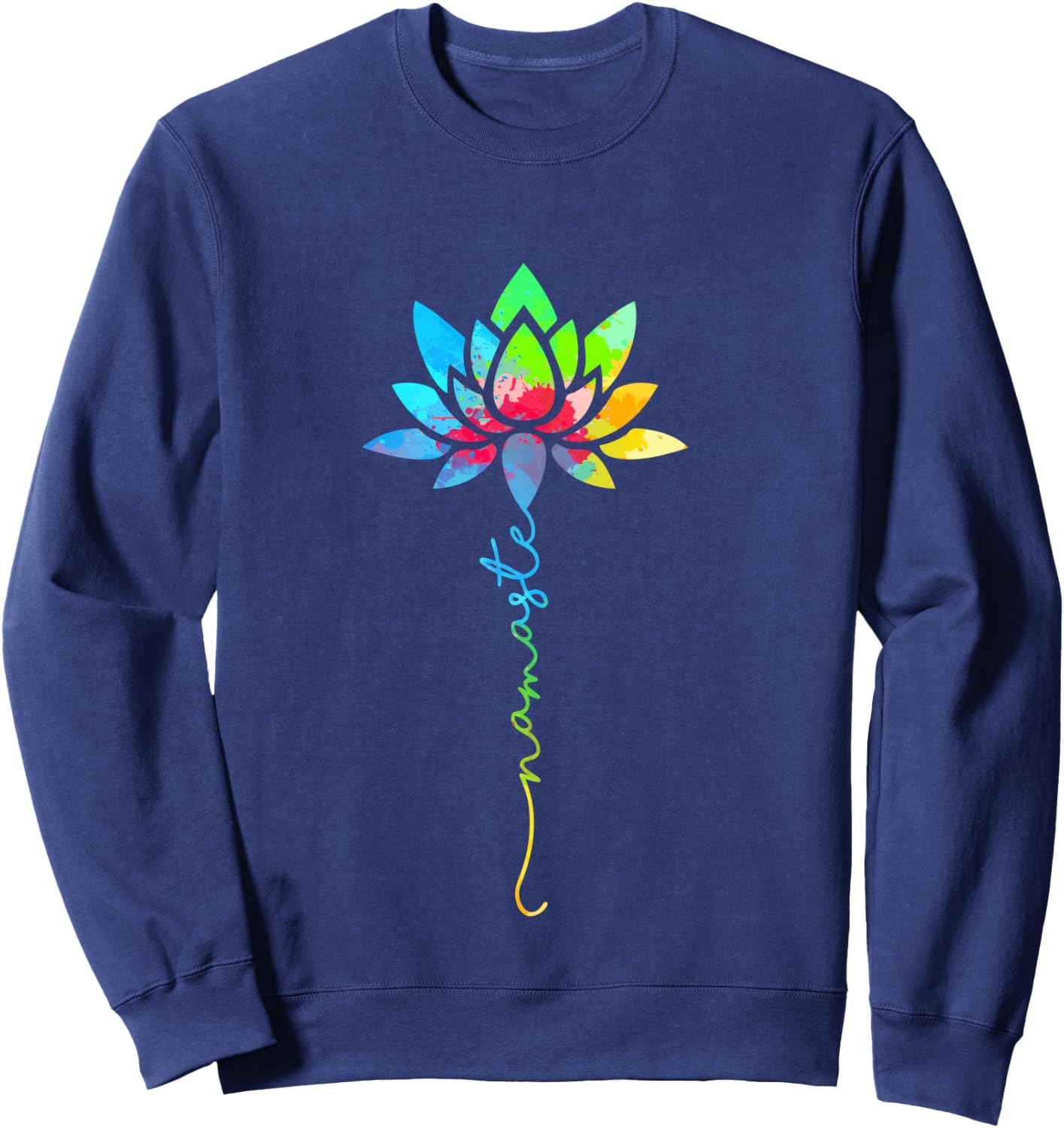 Namaste Rainbow Mandala Lotus Flower Meditation Yoga Sweatshirt - Sweatshirt | Navy