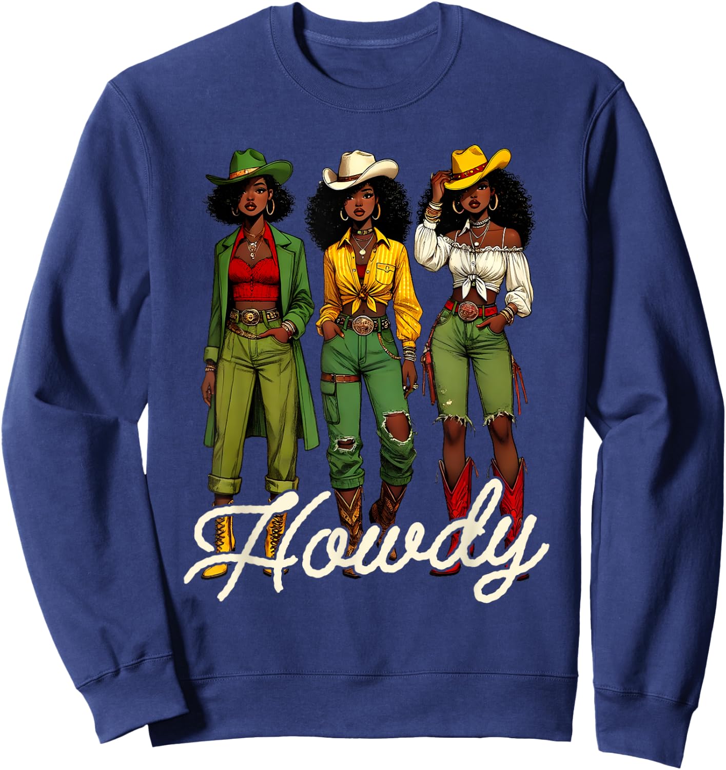 Black Cowgirl Western Rodeo Melanin Juneteenth Black History Sweatshirt - Sweatshirt | Navy