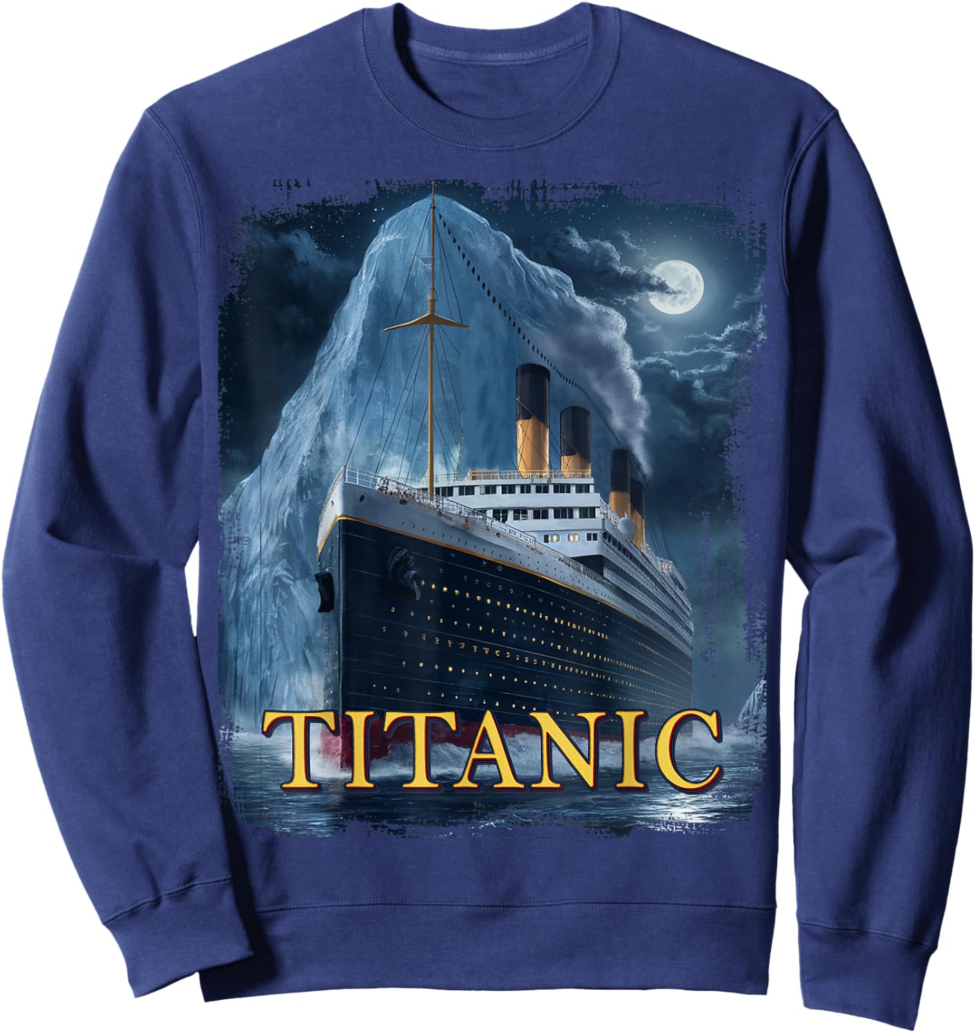 Titanic Cruise Ship Graphic Hit Iceberg April 15th 1912 , Small, Black Sweatshirt - Sweatshirt | Navy