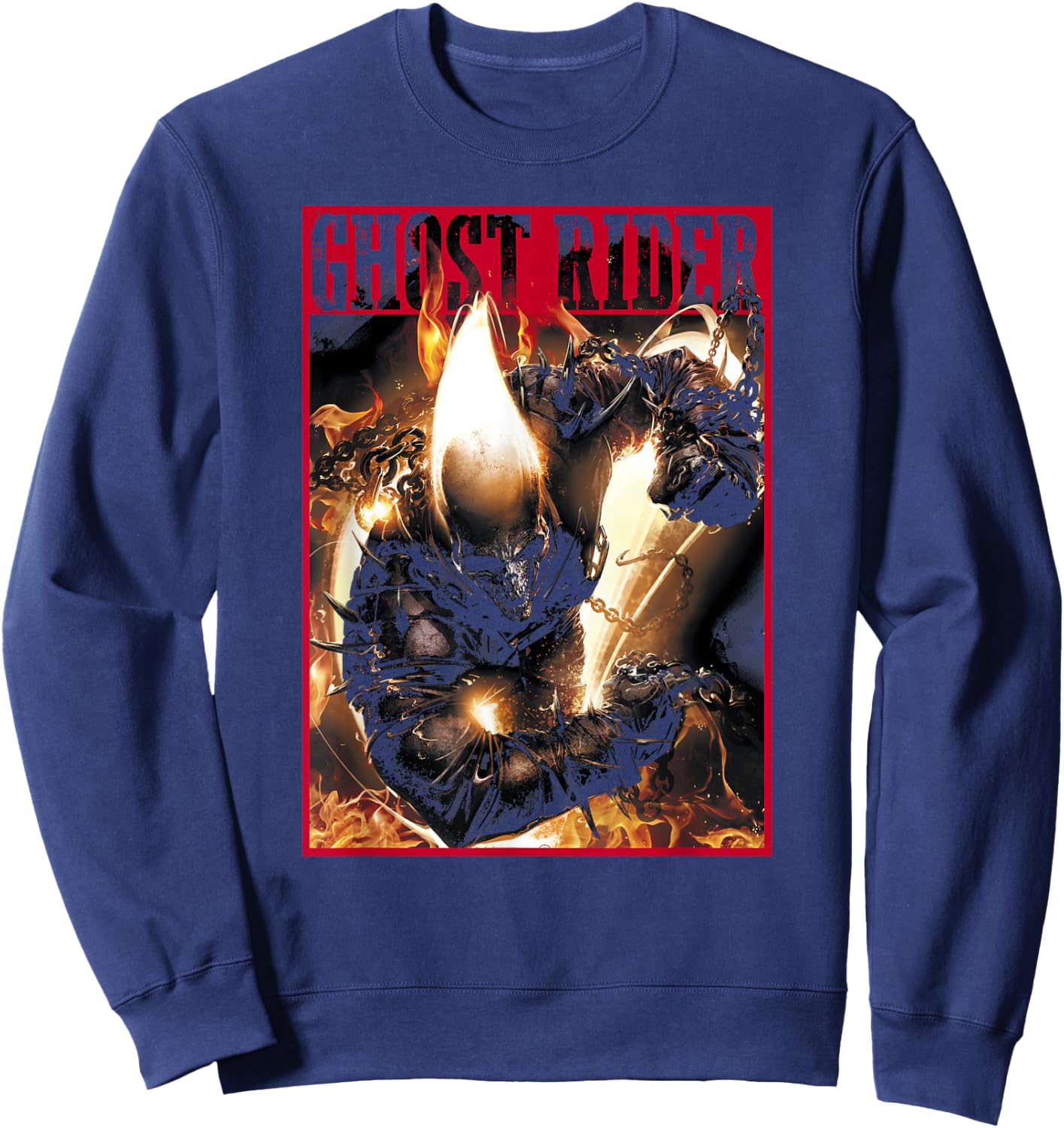 Marvel Ghost Rider Fury Comic Wanted Poster Sweatshirt - Sweatshirt | Navy