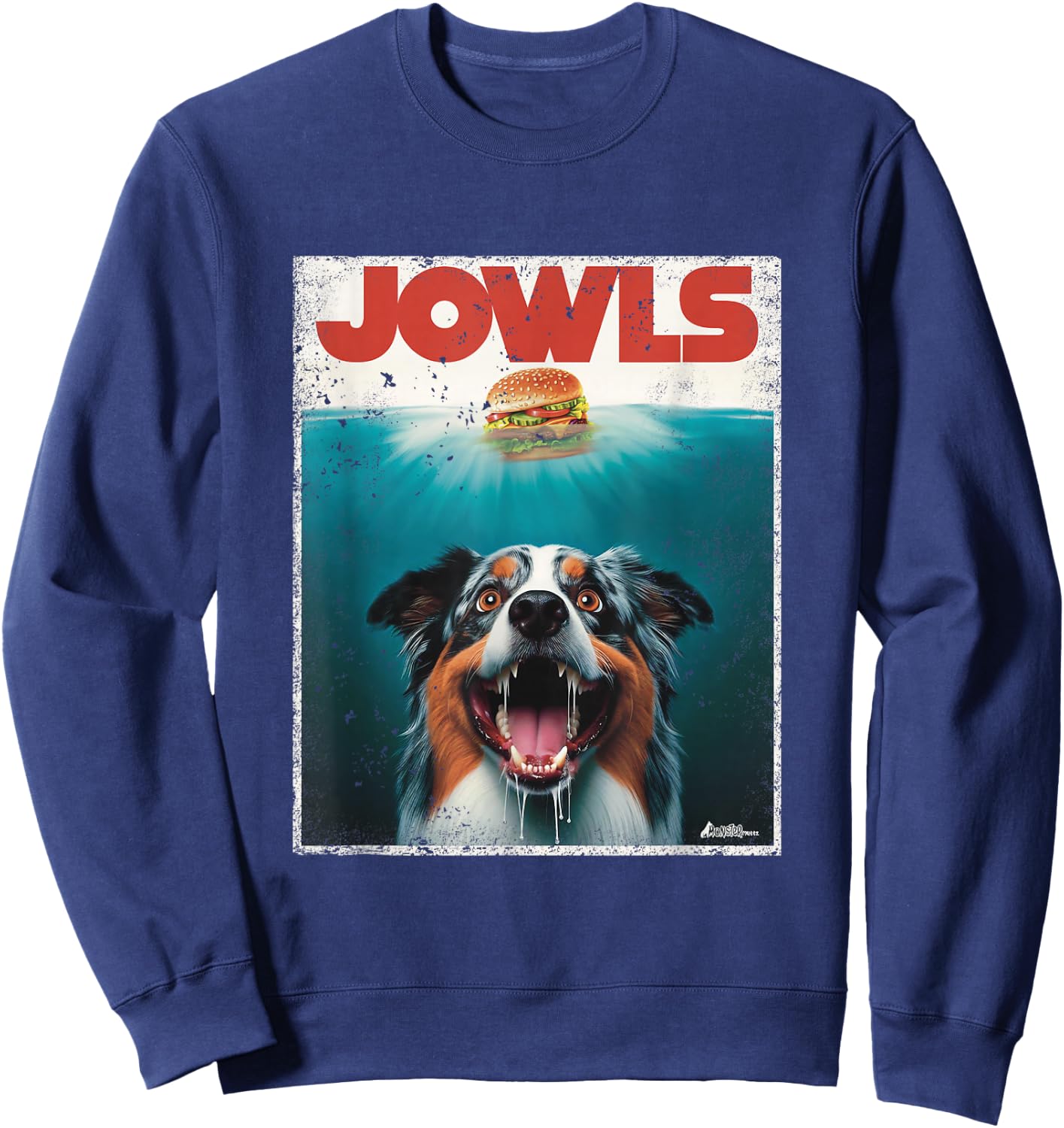 Funny Aussie Jowls Australian Shepherd Fur Baby Mom Dog Dad Sweatshirt - Sweatshirt | Navy