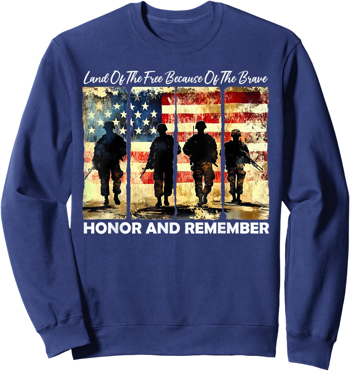 Land Of The Free Because Of The Brave Honor And Remember Sweatshirt - Sweatshirt | Navy
