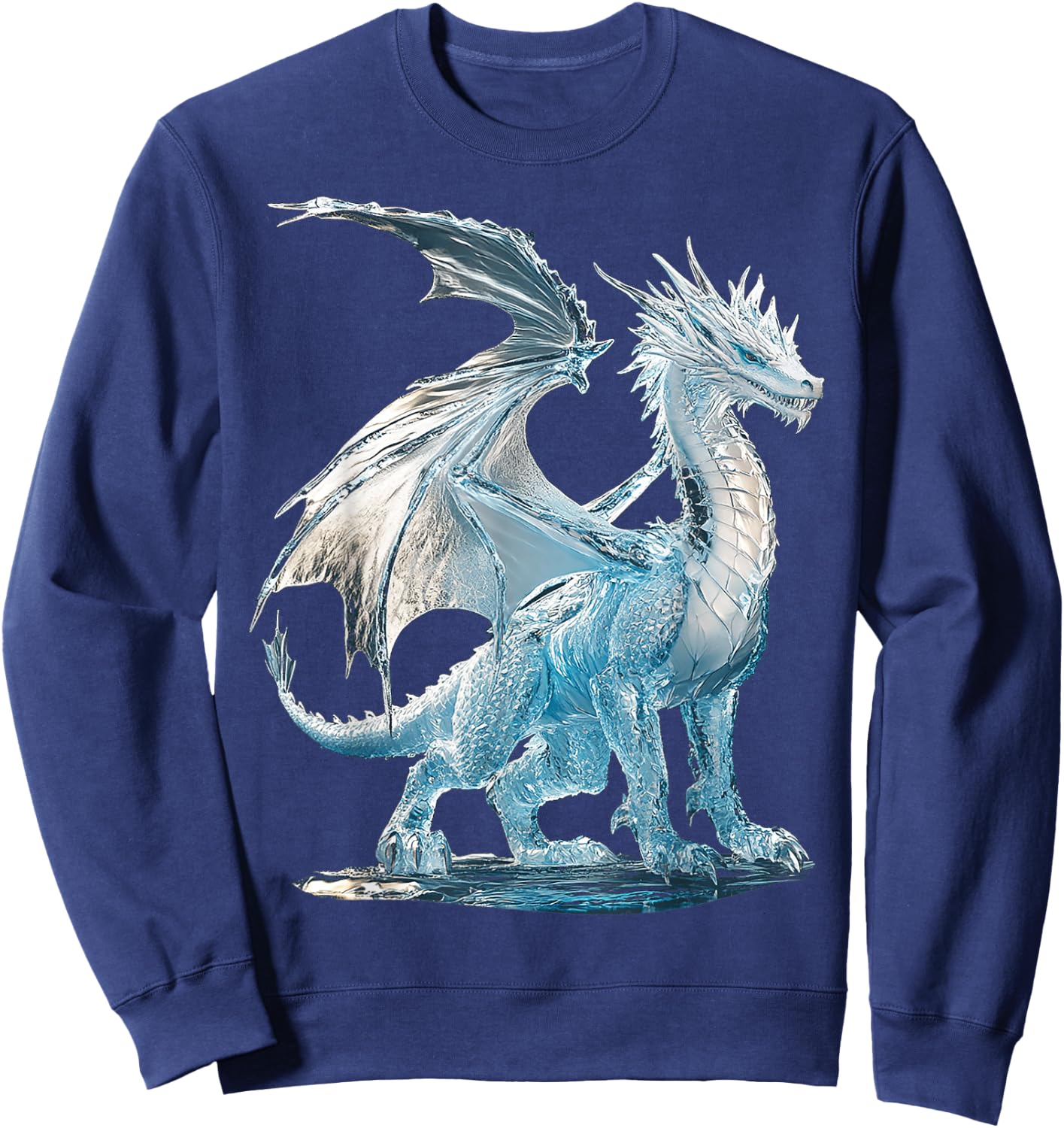 Ice Dragon Motif Mythical Art Ice Dragon Sweatshirt - Sweatshirt | Navy