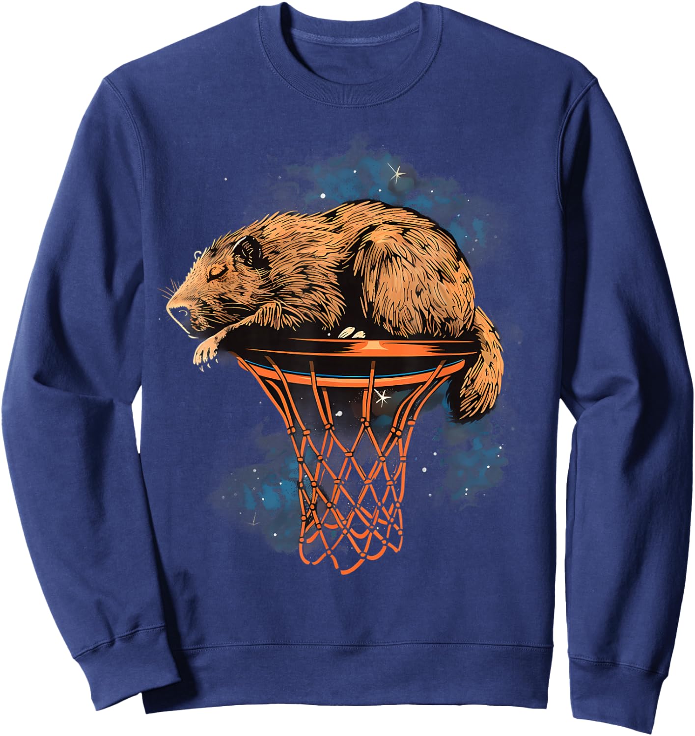 Basketball Capybara Drawing Artwork Basketball Lover Sweatshirt - Sweatshirt | Navy