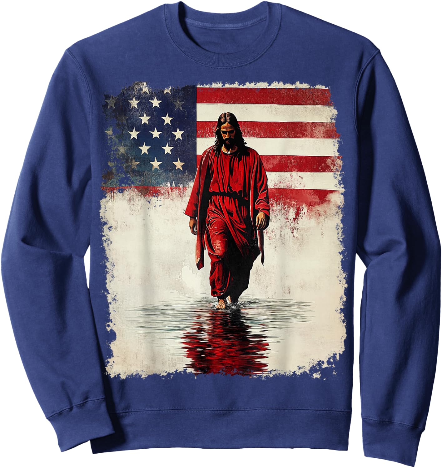American Flag Jesus Sweatshirt - Sweatshirt | Navy