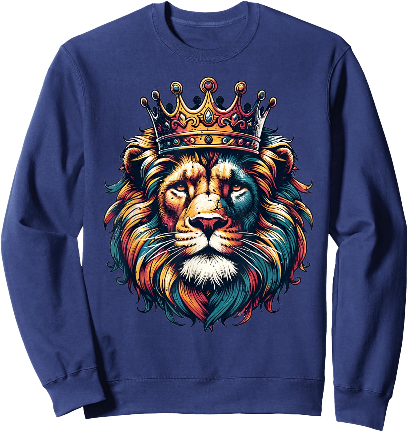 (2 SIDED) Lion of Judah Hebrew Black Israelite Bible Verses Sweatshirt - Sweatshirt | Navy