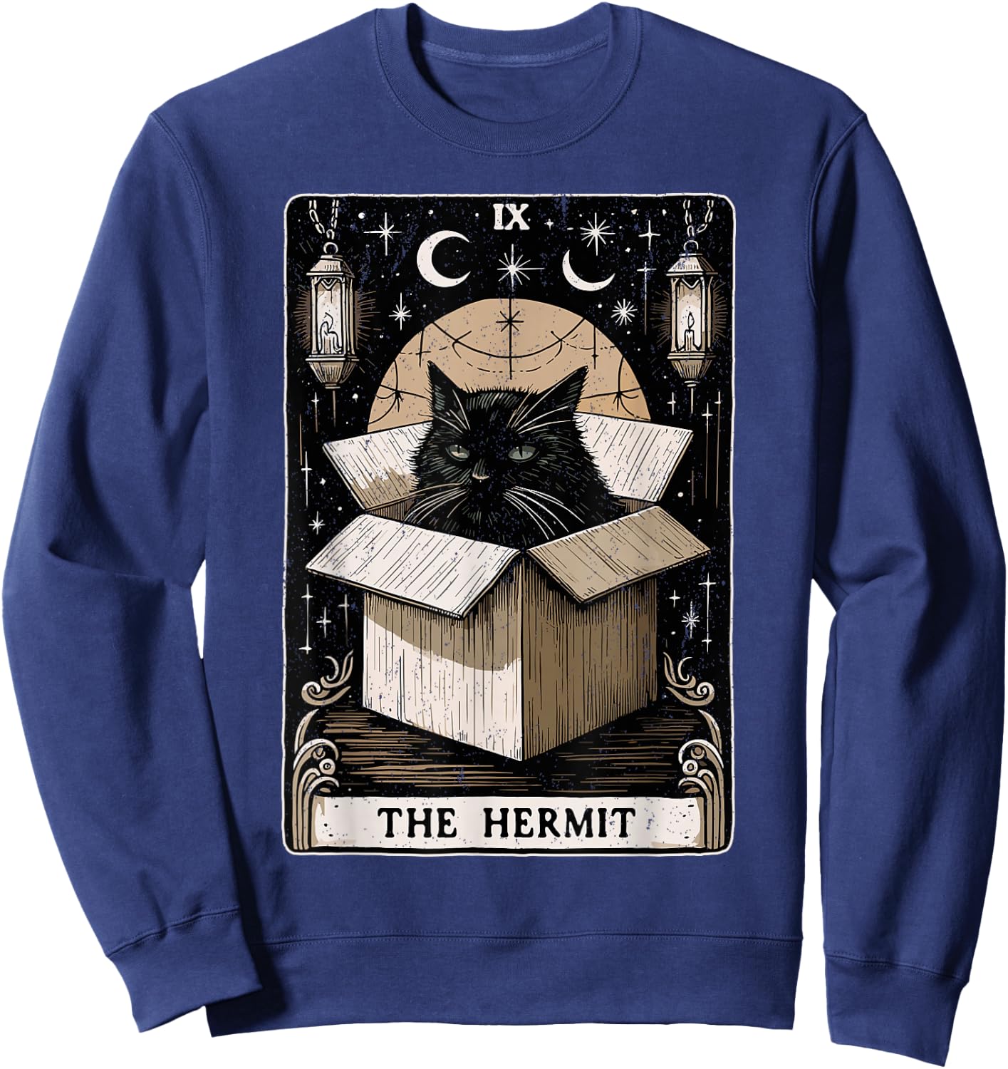The Hermit Tarot Card Cat Lover Funny Cat Sweatshirt - Sweatshirt | Navy
