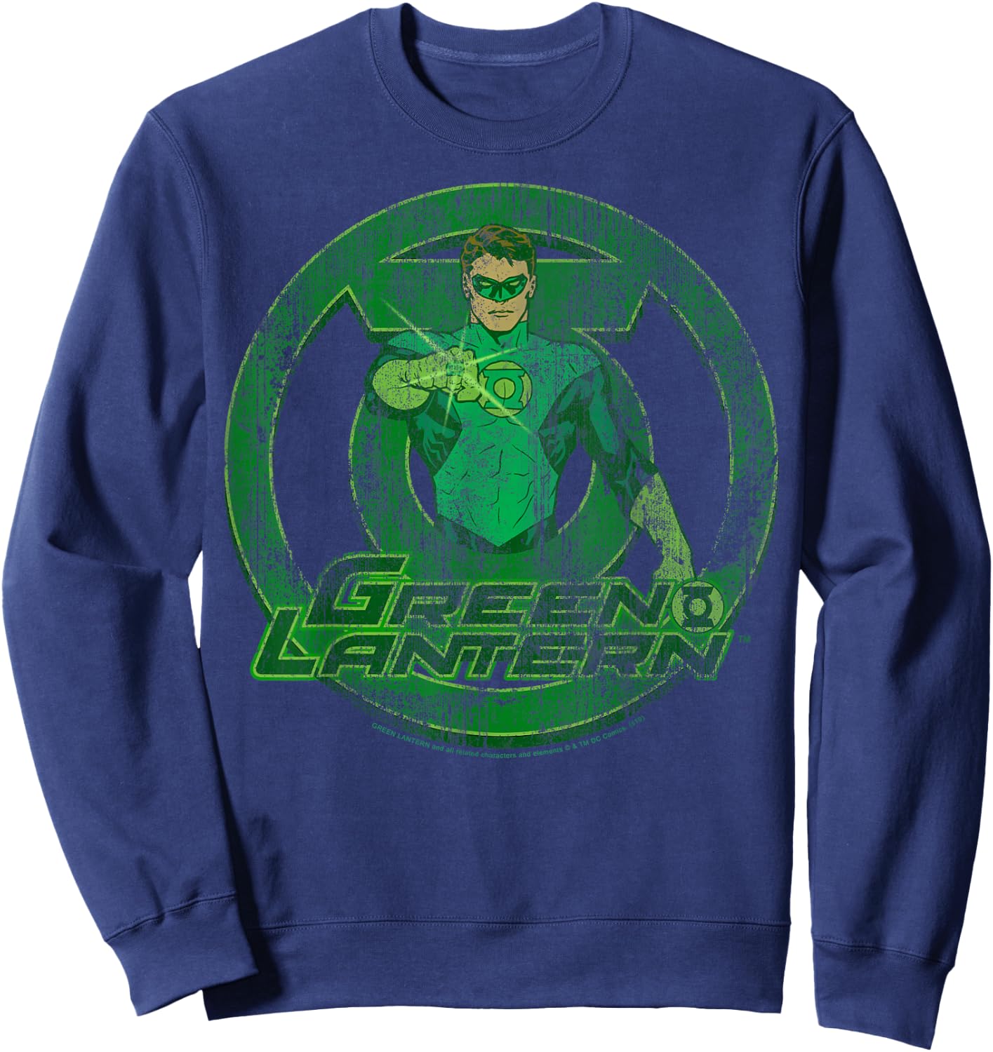DC Comics The Green Lantern Distressed Portrait Small Sweatshirt - Sweatshirt | Navy