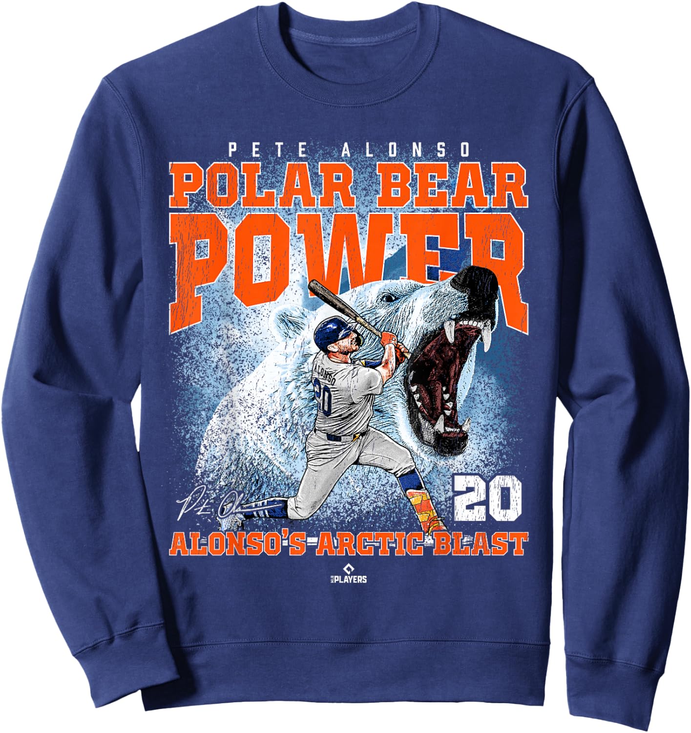 Polar Bear Power: Arctic Blast Pete Alonso New York MLBPA Sweatshirt - Sweatshirt | Navy