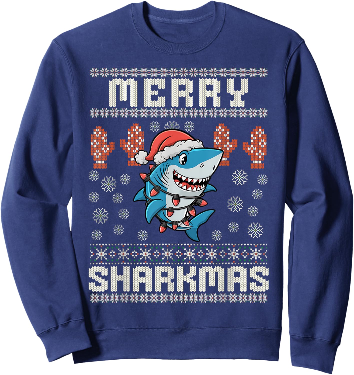 Merry Sharkmas Shark Christmas Ugly Xmas Kids Shark Christma Sweatshirt - Sweatshirt | Navy