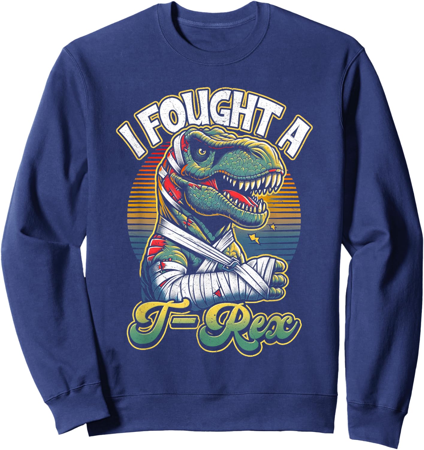 Broken Arm Recovery Kids Boys Dinosaur I Fought A T-rex Sweatshirt - Sweatshirt | Navy