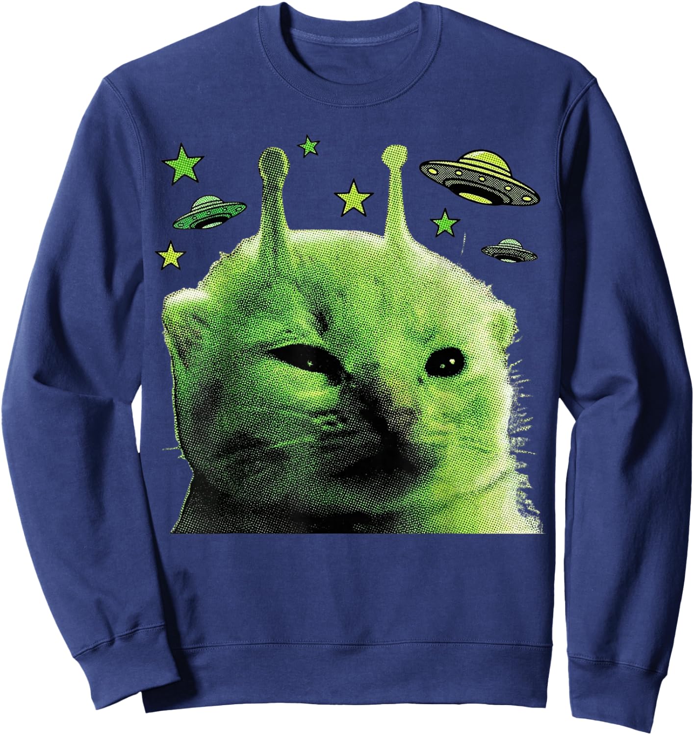 Gnarp Cat Silly Alien Cat Meme Brainrot Meme Funny Silly Cat Sweatshirt - Sweatshirt | Navy