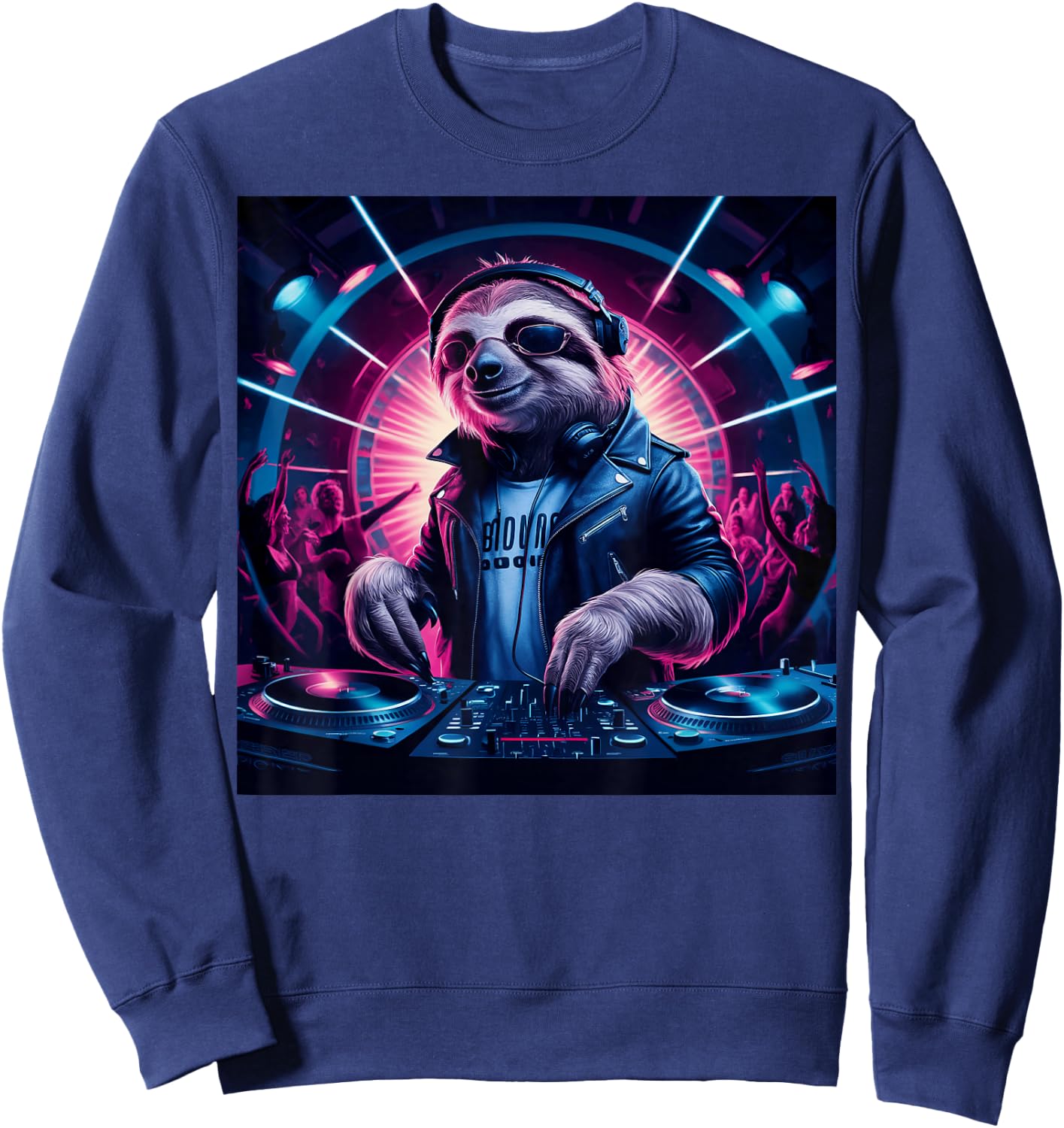 Just Relax Dude Sloth Djing Vibrant Club For Music Sweatshirt - Sweatshirt | Navy