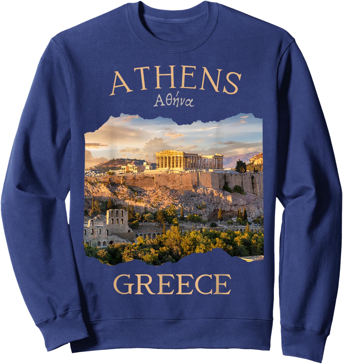 Athens Greece Acropolis and Parthenon Vacation Souvenir Sweatshirt - Sweatshirt | Navy