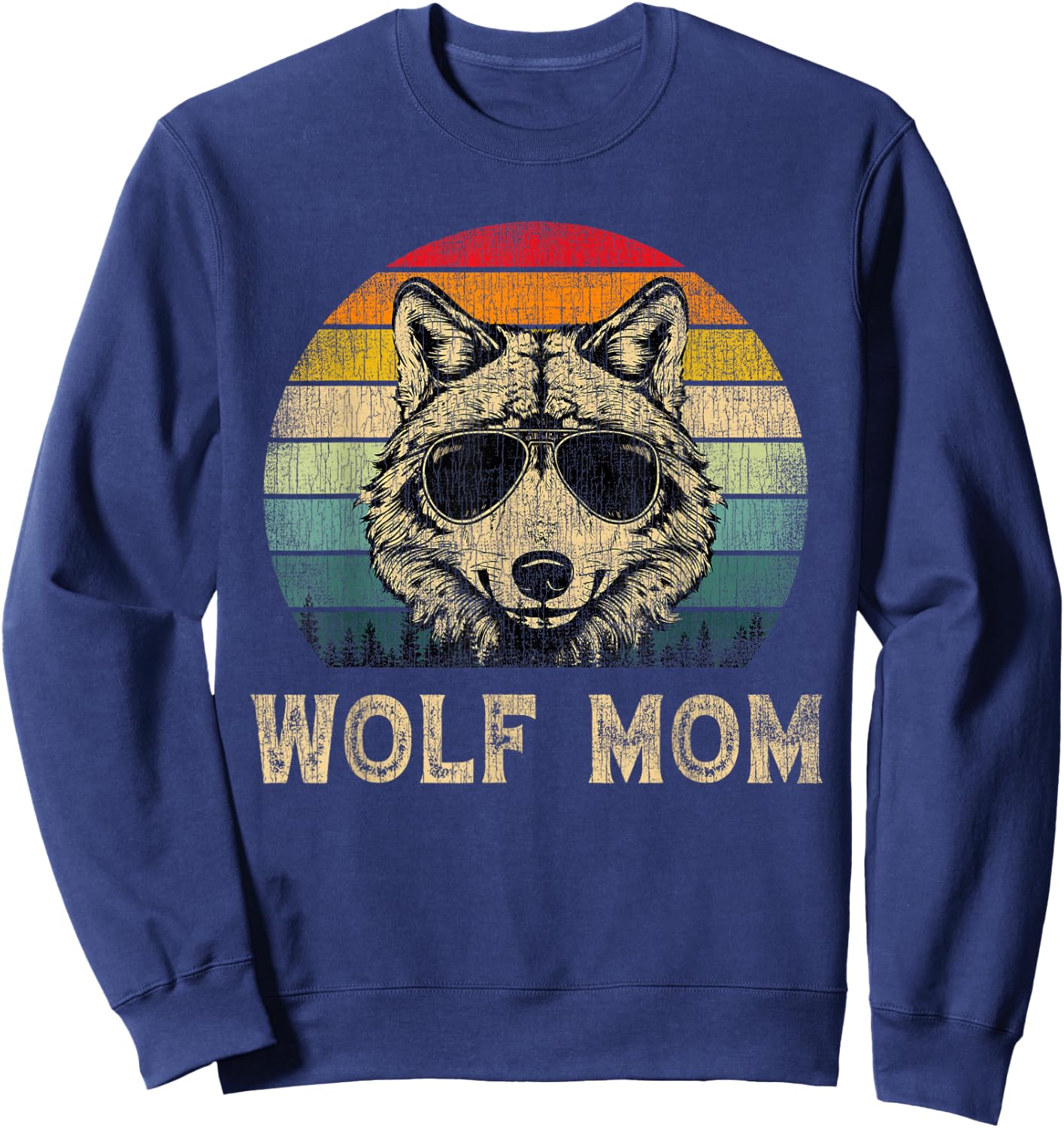 Vintage Wolf Mom Wolf Lovers Mommy Mother's Day Sweatshirt - Sweatshirt | Navy