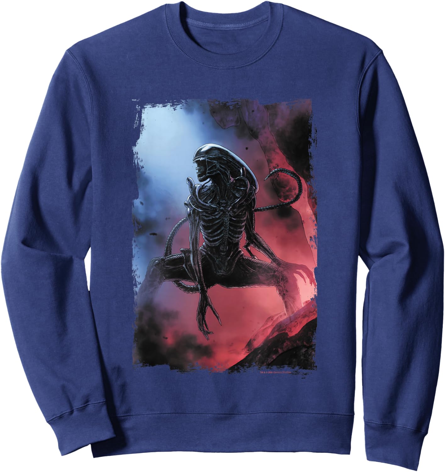 Aliens Iconic Dangerous Xenomorph Roar Big Chest Poster Sweatshirt - Sweatshirt | Navy