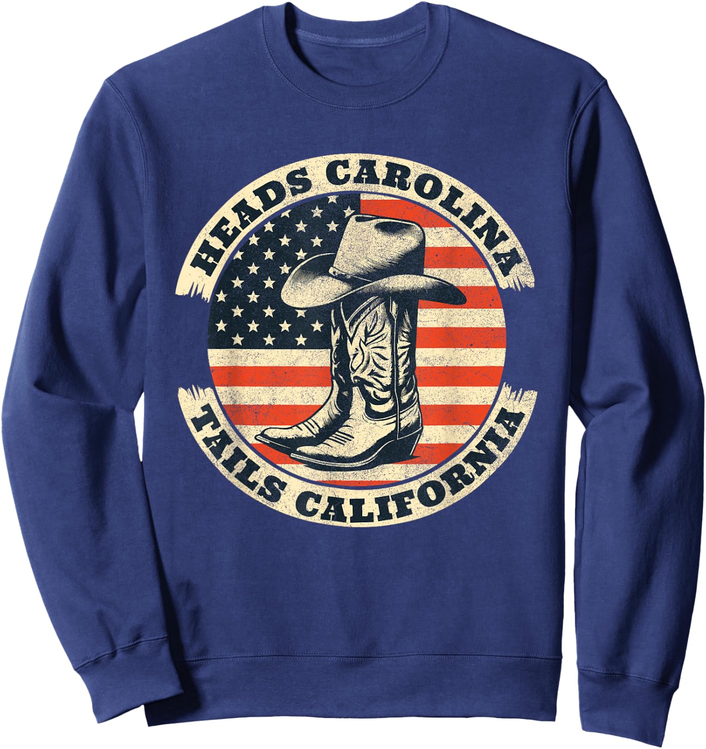 Heads Carolina Tail California Retro Vintage Country Sweatshirt - Sweatshirt | Navy
