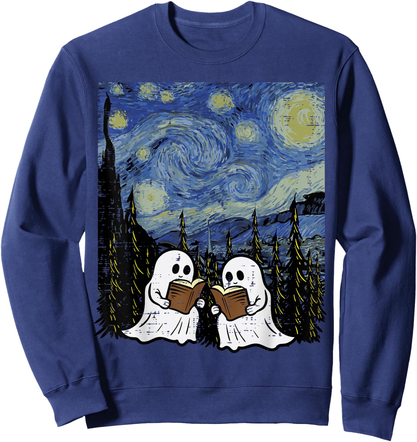 Halloween Ghosts Books Starry Night Costume Men Women Kids Sweatshirt - Sweatshirt | Navy