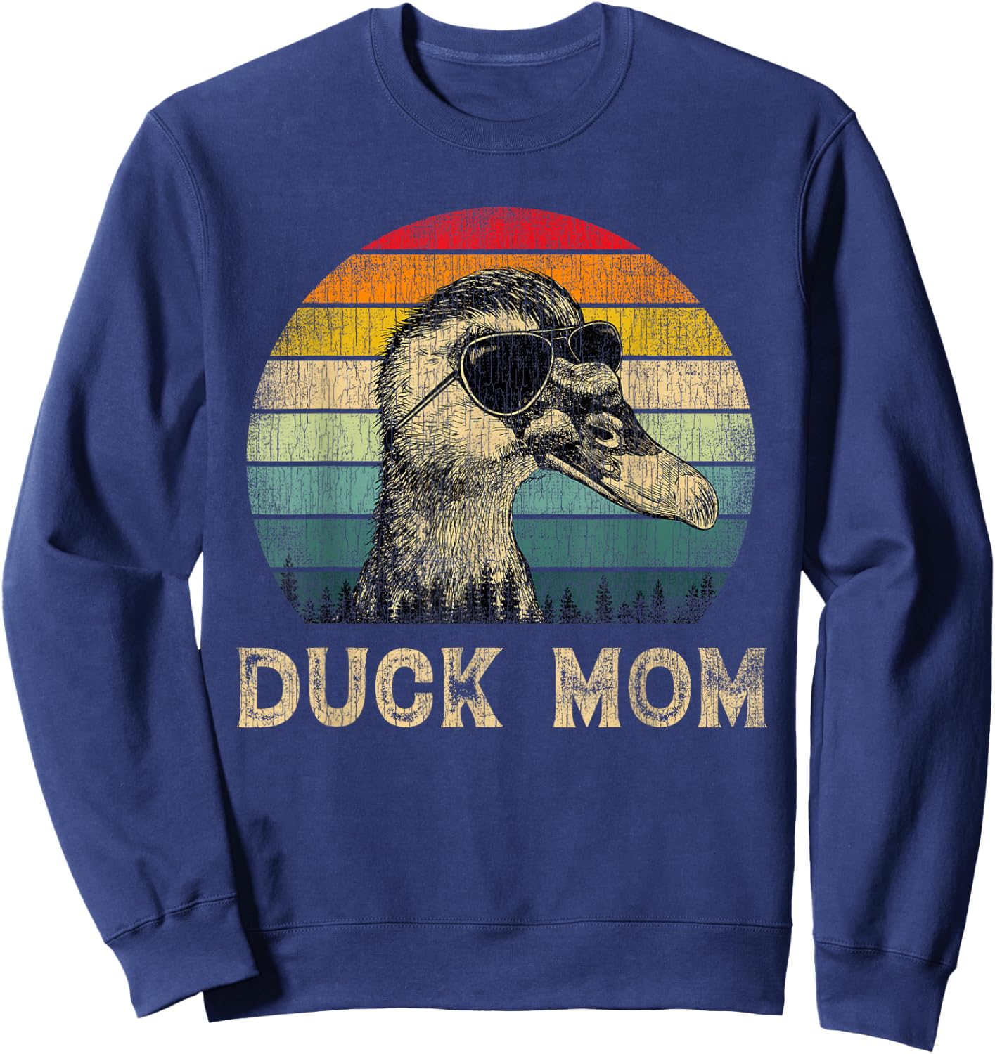 Vintage Duck Mom Duck Lovers Mommy Mother's Day Sweatshirt - Sweatshirt | Navy