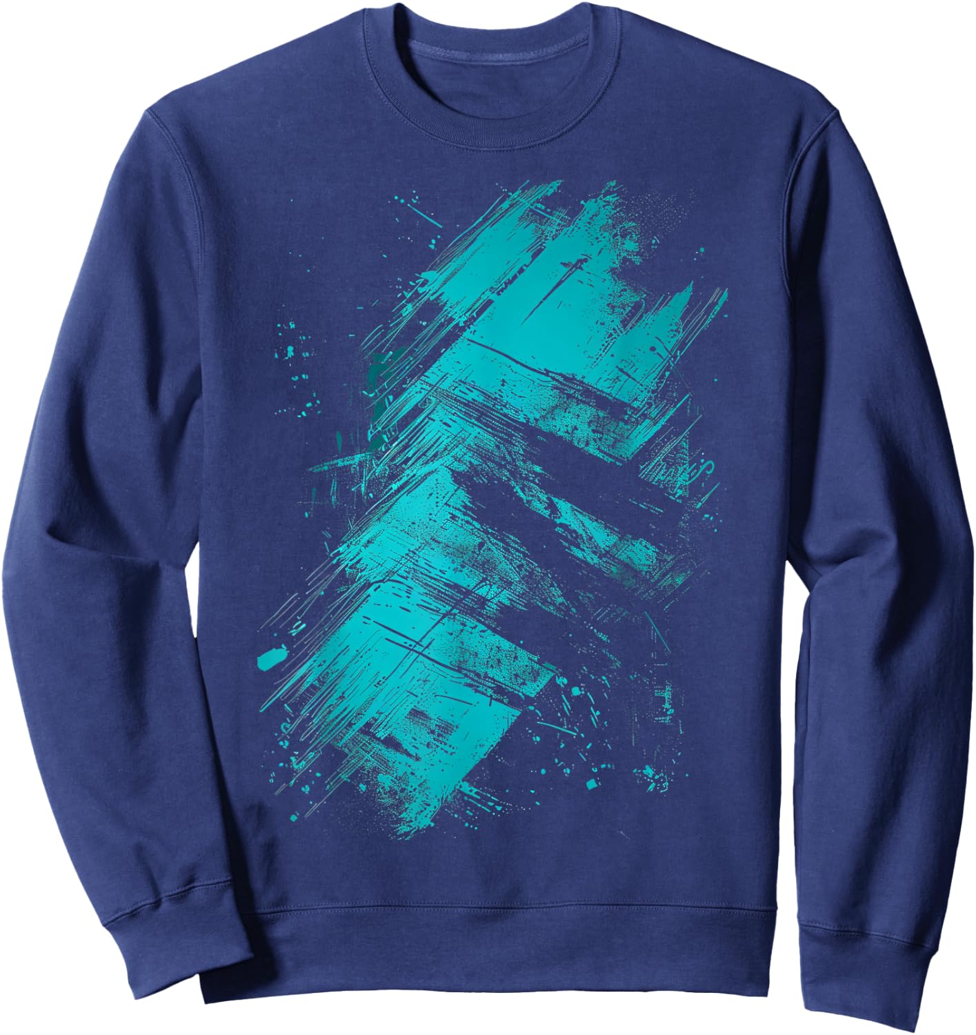 Teal And Black Grunge Sweatshirt - Sweatshirt | Navy