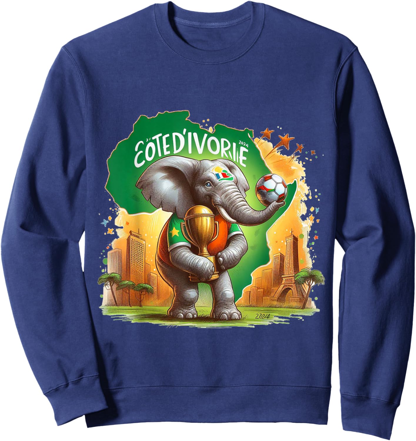 Ivory Coast Ivory Elephant Supporter Football Jersey Sweatshirt - Sweatshirt | Navy